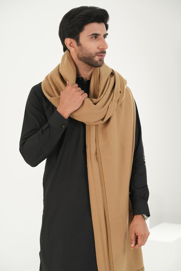 Premium Light Brown Dhussa Wool Shawl - Jiah