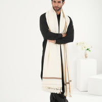 Premium Off White Dhussa Wool Shawl - Jiah