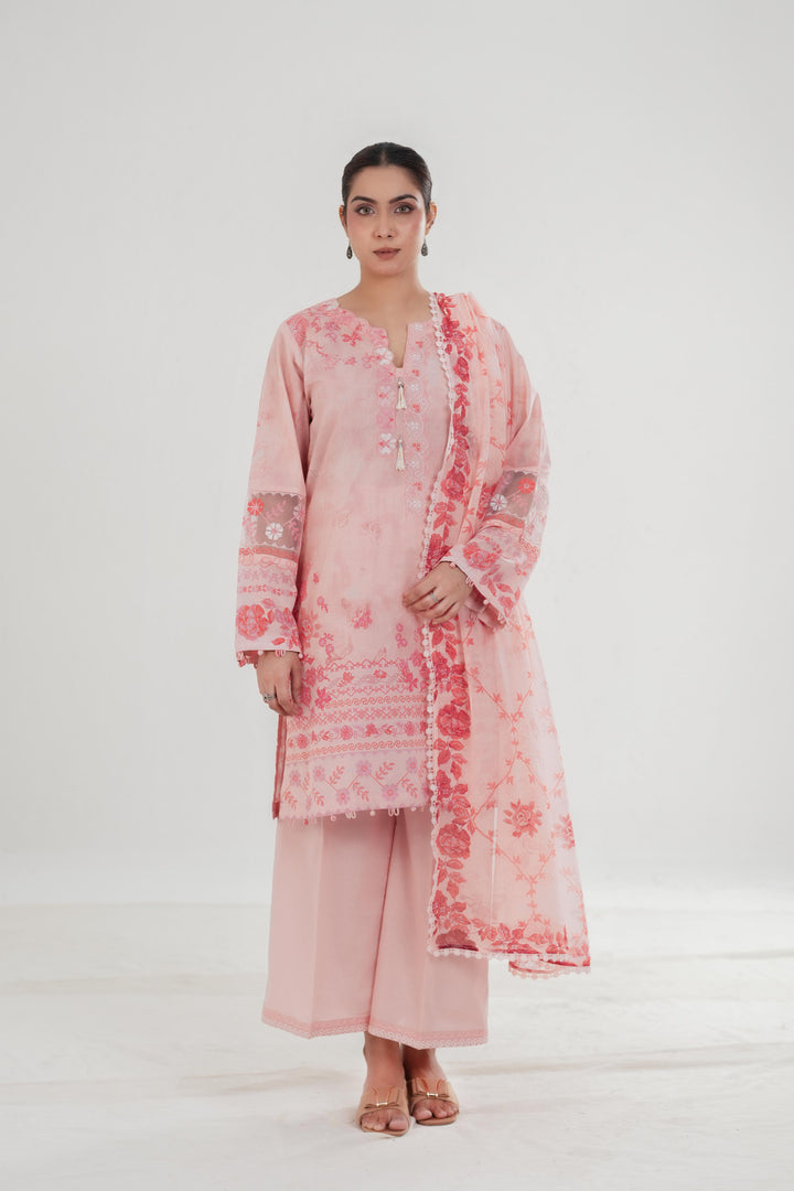 Blush Threads - Cross Stitch Embroidered Lawn Stitched