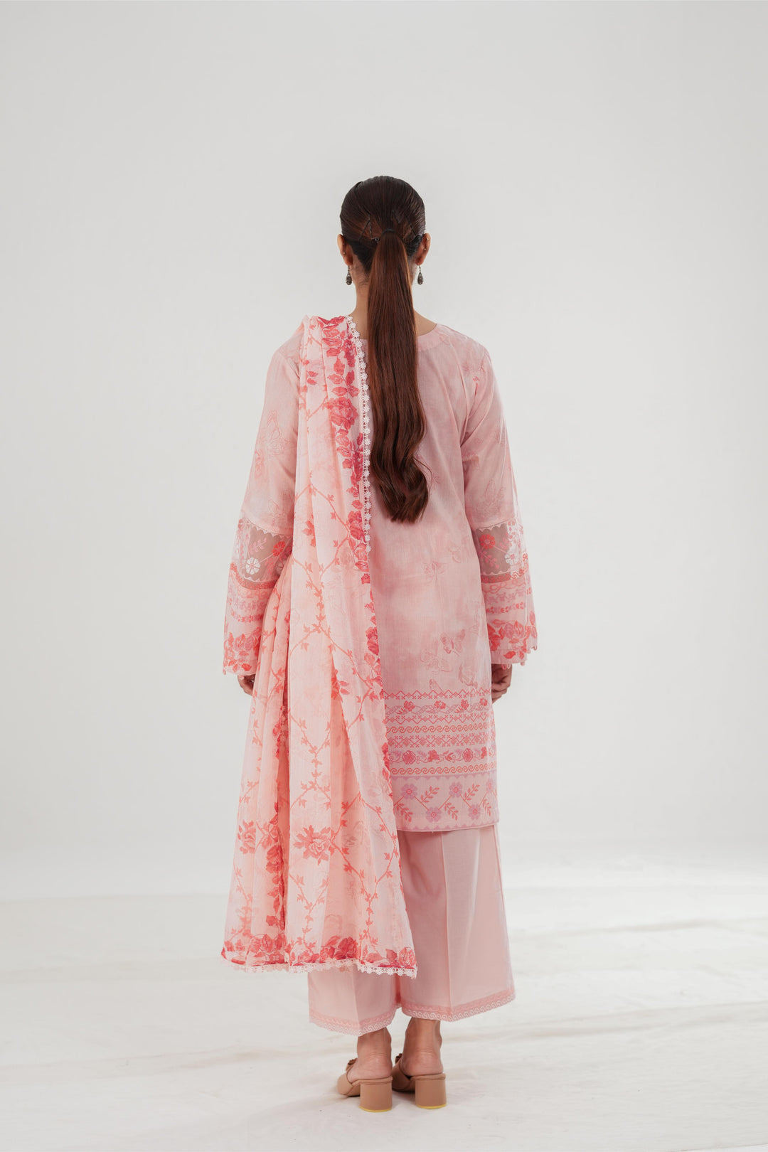 Blush Threads - Cross Stitch Embroidered Lawn Stitched