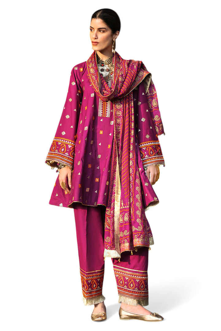 Embroidered Lawn Purple Stitched Suit - Gul Ahmed