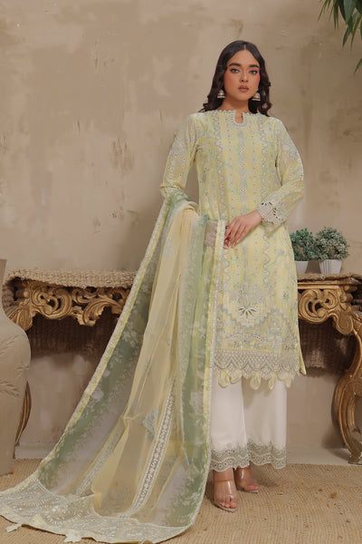 Swiss Lawn Yellow 3 Piece Suit - Baroque