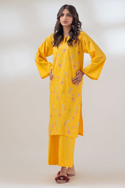 Jacquard Yellow 2 Piece Stitched Suit - Bonanza