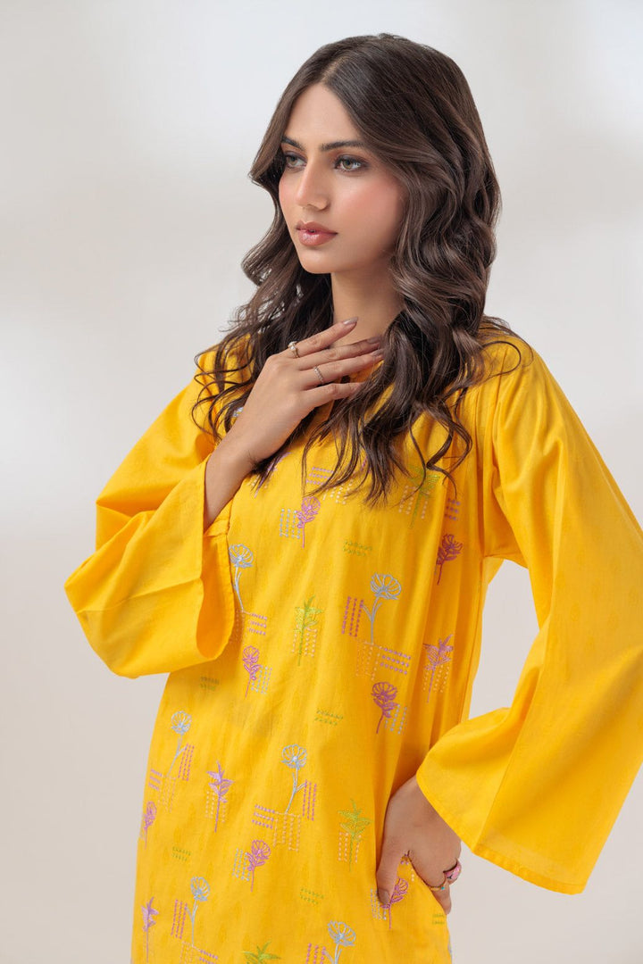 Jacquard Yellow 2 Piece Stitched Suit - Bonanza