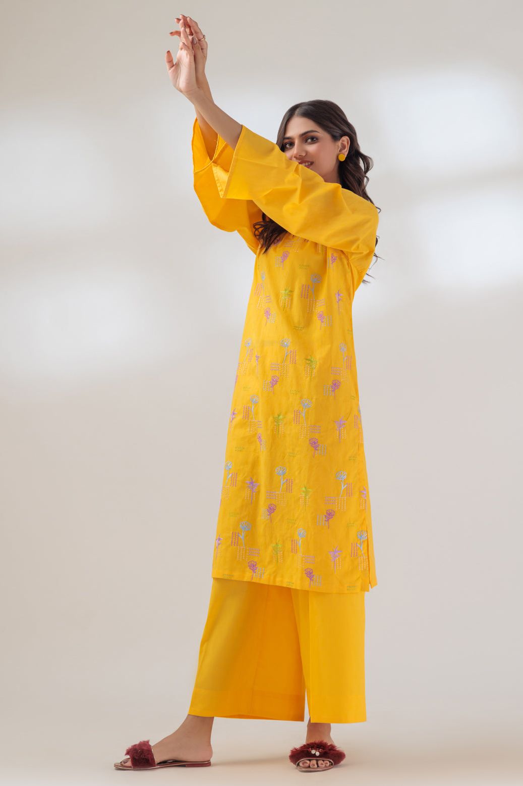 Jacquard Yellow 2 Piece Stitched Suit - Bonanza