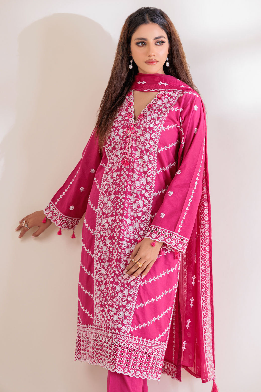 Cambric Pink 3 Piece Stitched Suit - Bonanza