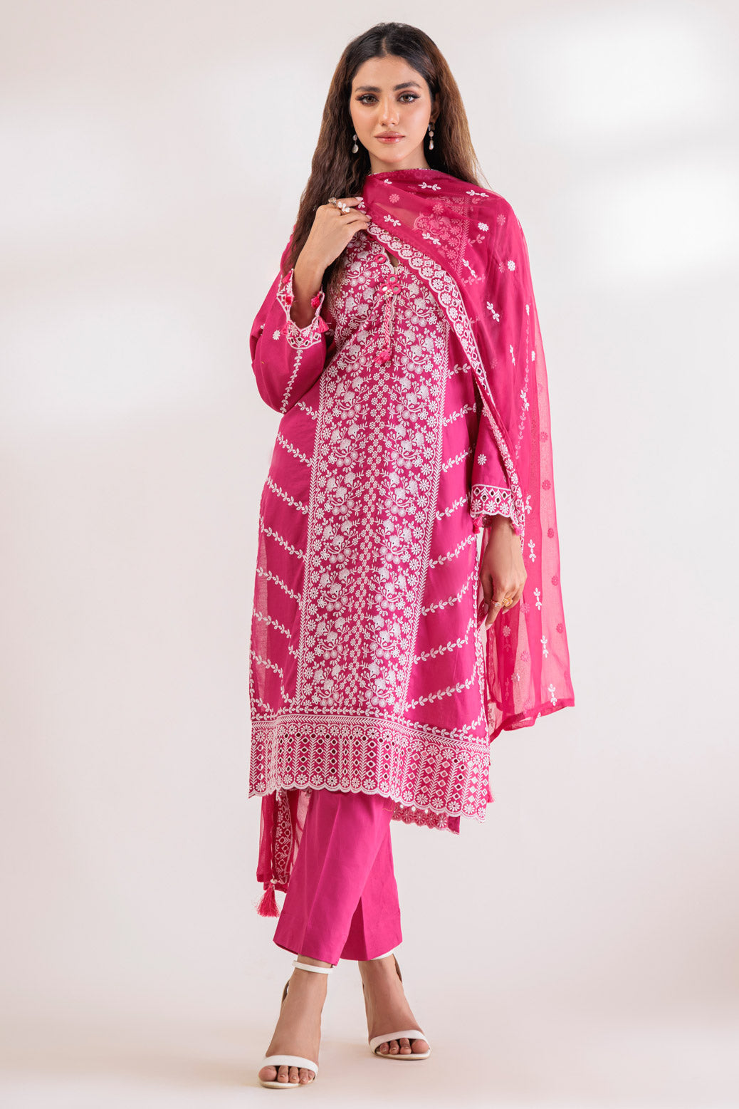 Cambric Pink 3 Piece Stitched Suit - Bonanza