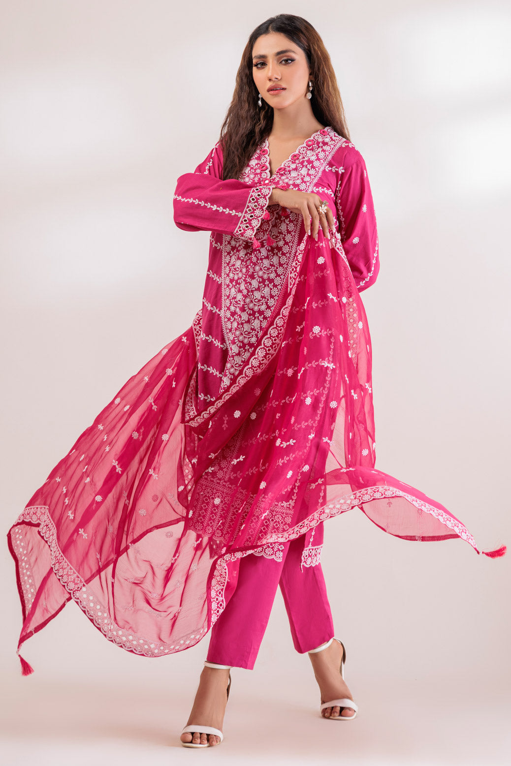 Cambric Pink 3 Piece Stitched Suit - Bonanza