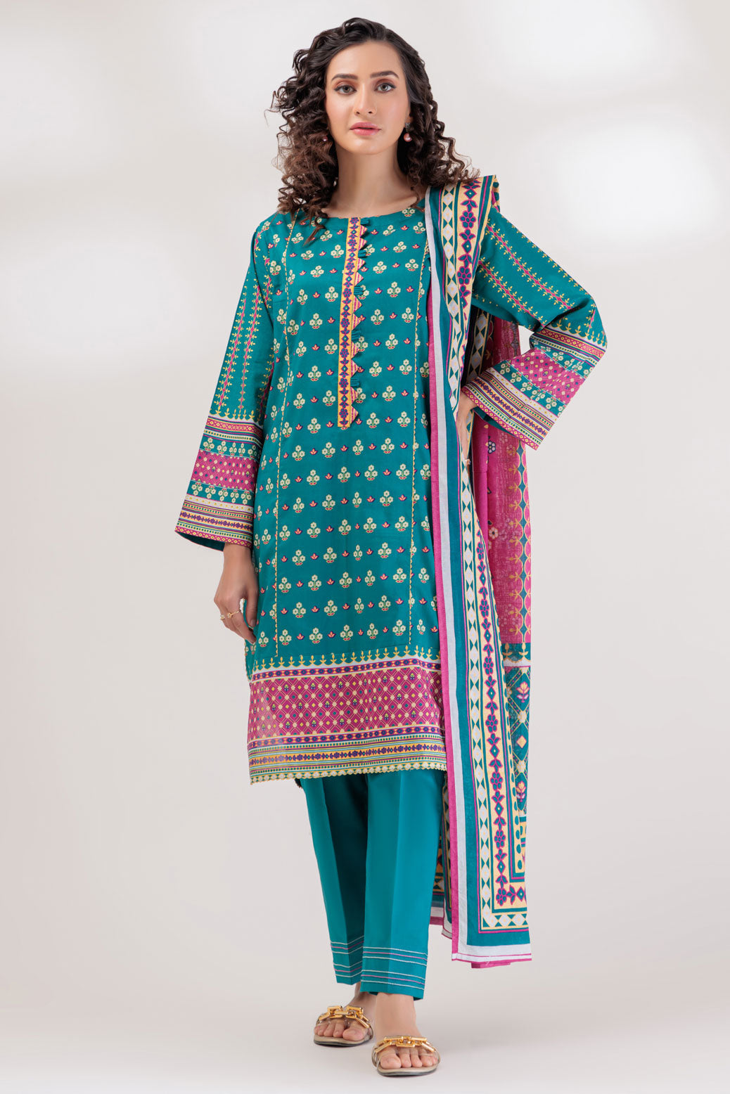 Lawn Blue 3 Piece Stitched Suit - Bonanza