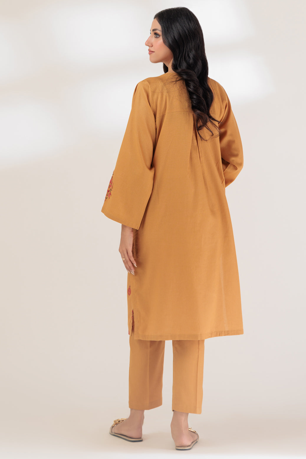 Dyed Dobby Beige 2 Piece Stitched Suit - Bonanza