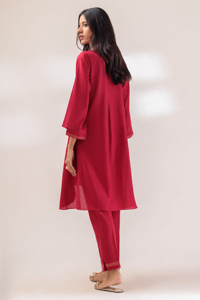 Dyed Dobby Red 2 Piece Stitched Suit - Bonanza