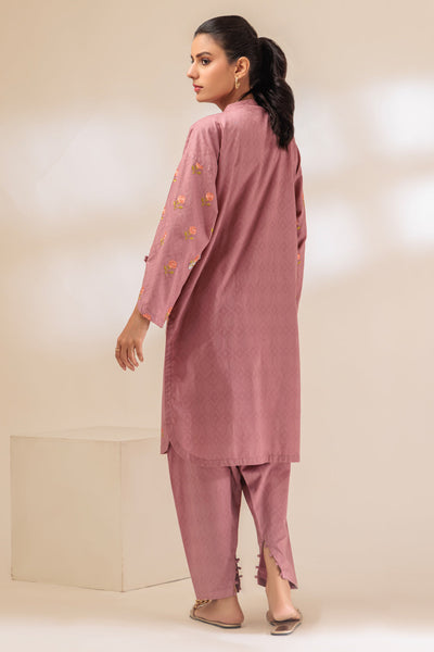 Jacquard Tea Pink 2 Piece Stitched Suit - Bonanza