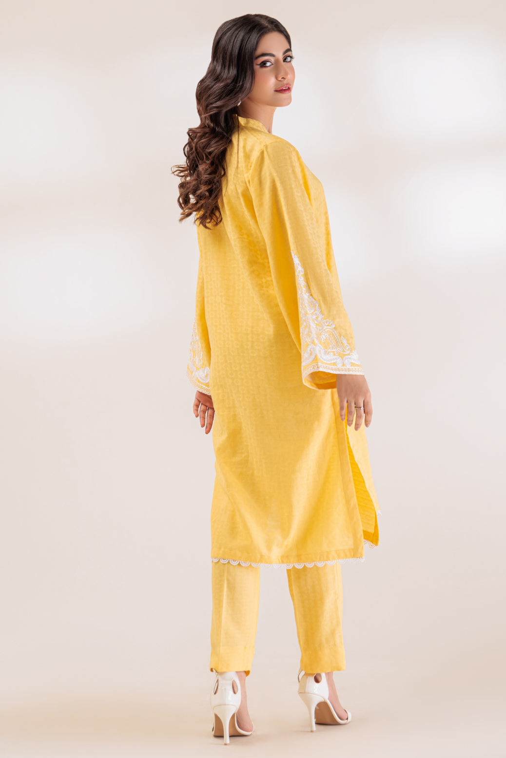 Jacquard Yellow 2 Piece Stitched Suit - Bonanza