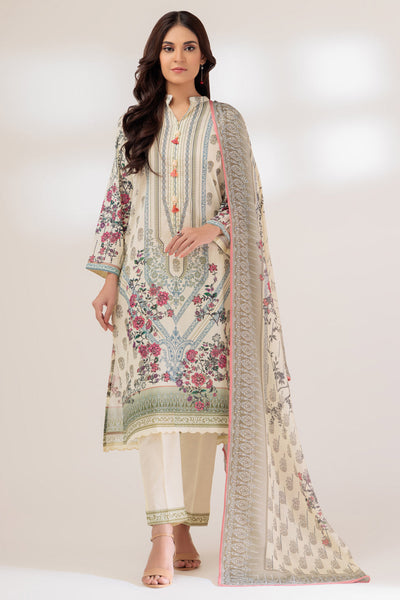 Lawn Off White 3 Piece Stitched Suit - Bonanza