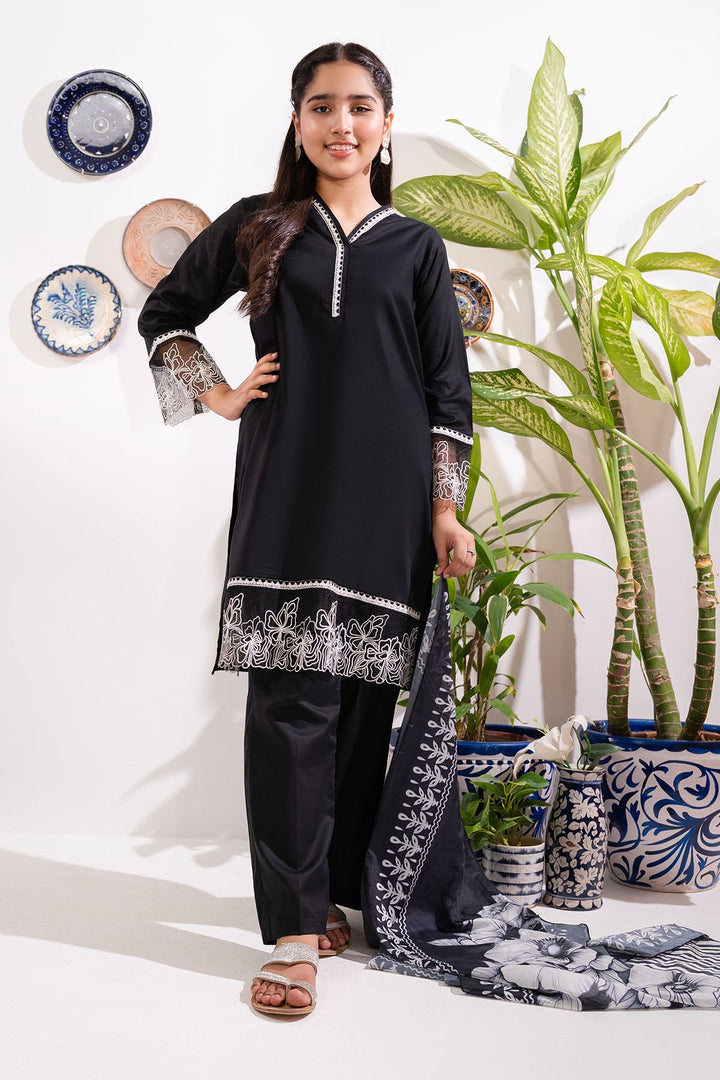 Cotton Black Stitched Suit - Ochre