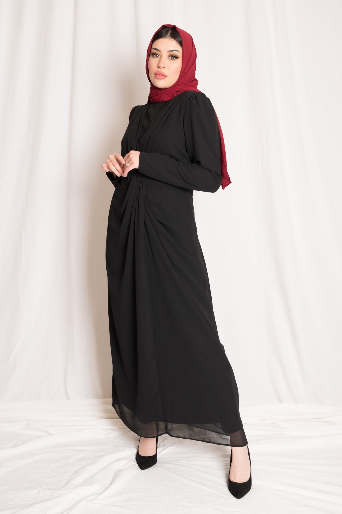 Black Pleat Front Maxi