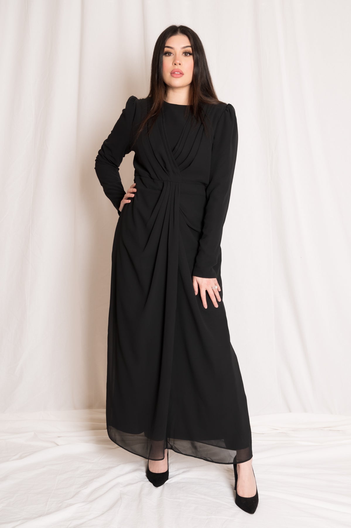 Black Pleat Front Maxi