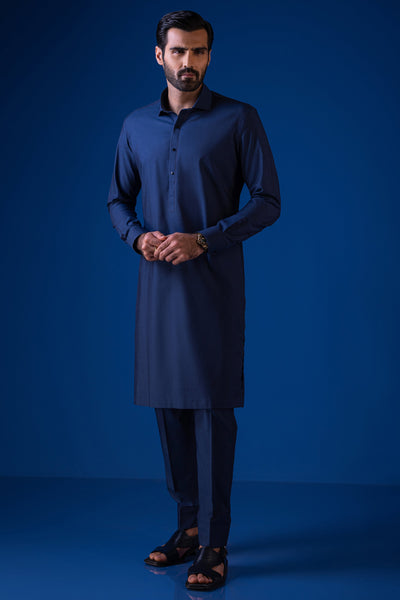 Cotton Prussian Blue Kurta Trouser - Cast & Crew