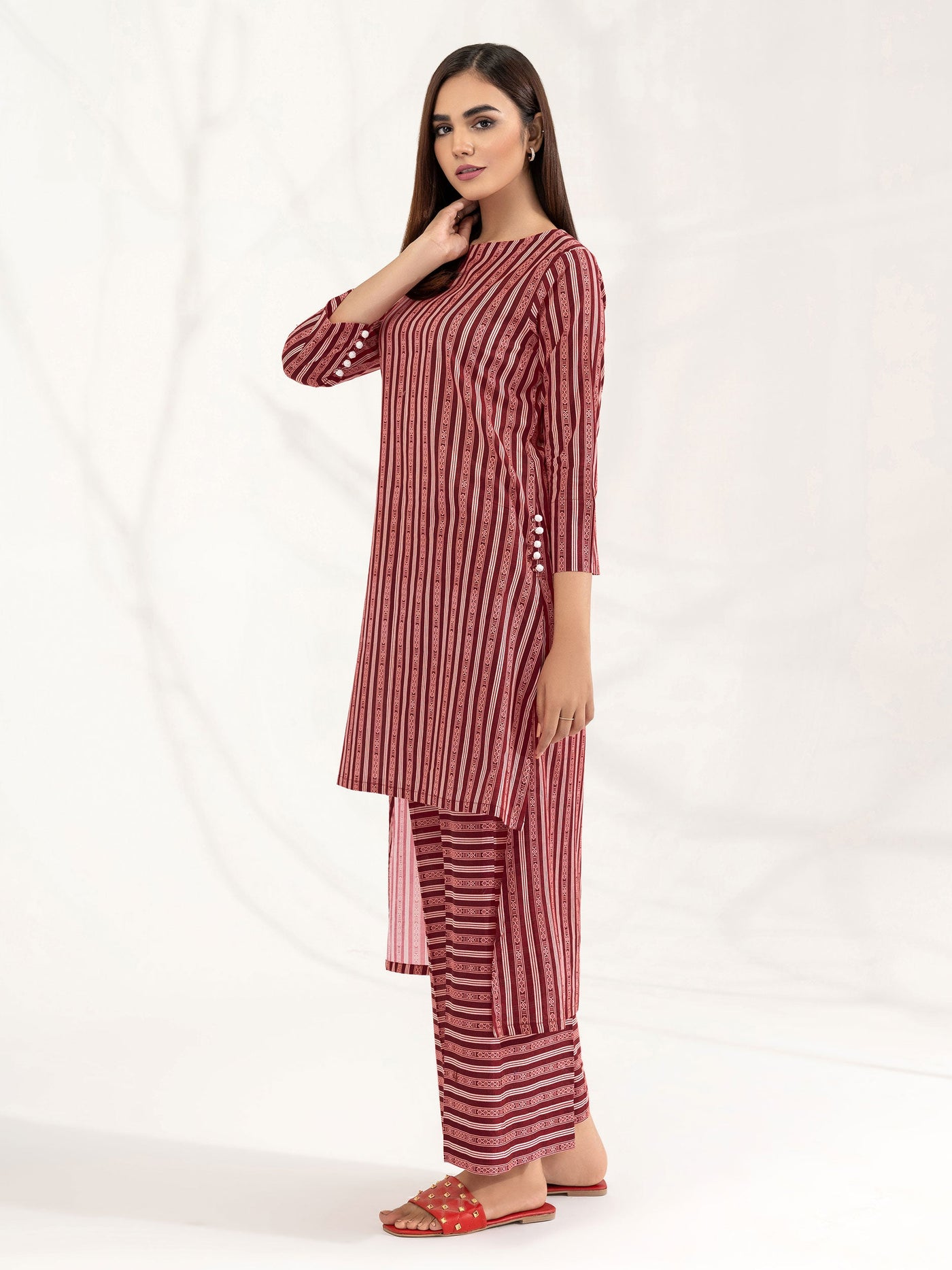 Lawn Maroon Kurti - Limelight