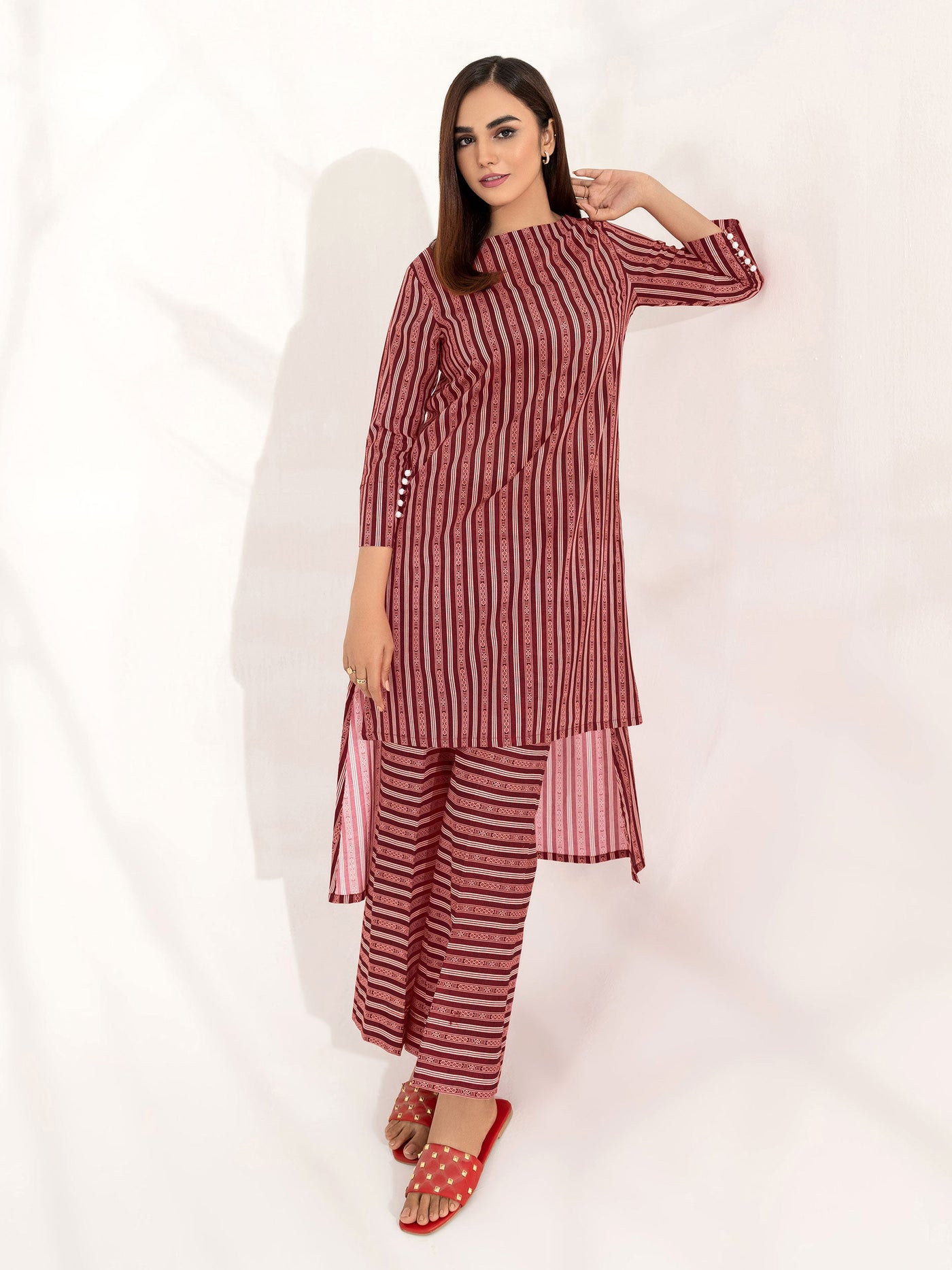 Lawn Maroon Kurti - Limelight