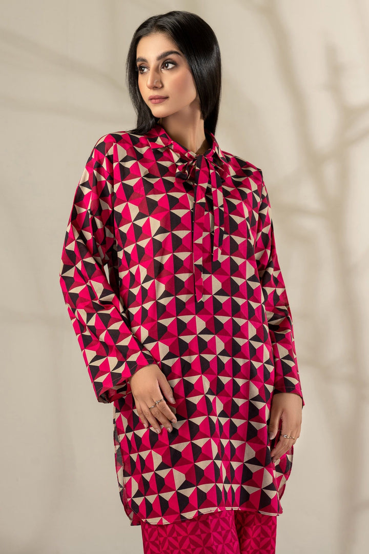 Lawn Red Stitched Suit - Limelight
