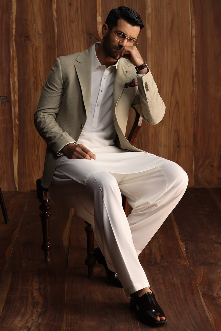 Blended Off White Shalwar Kameez - Cast & Crew