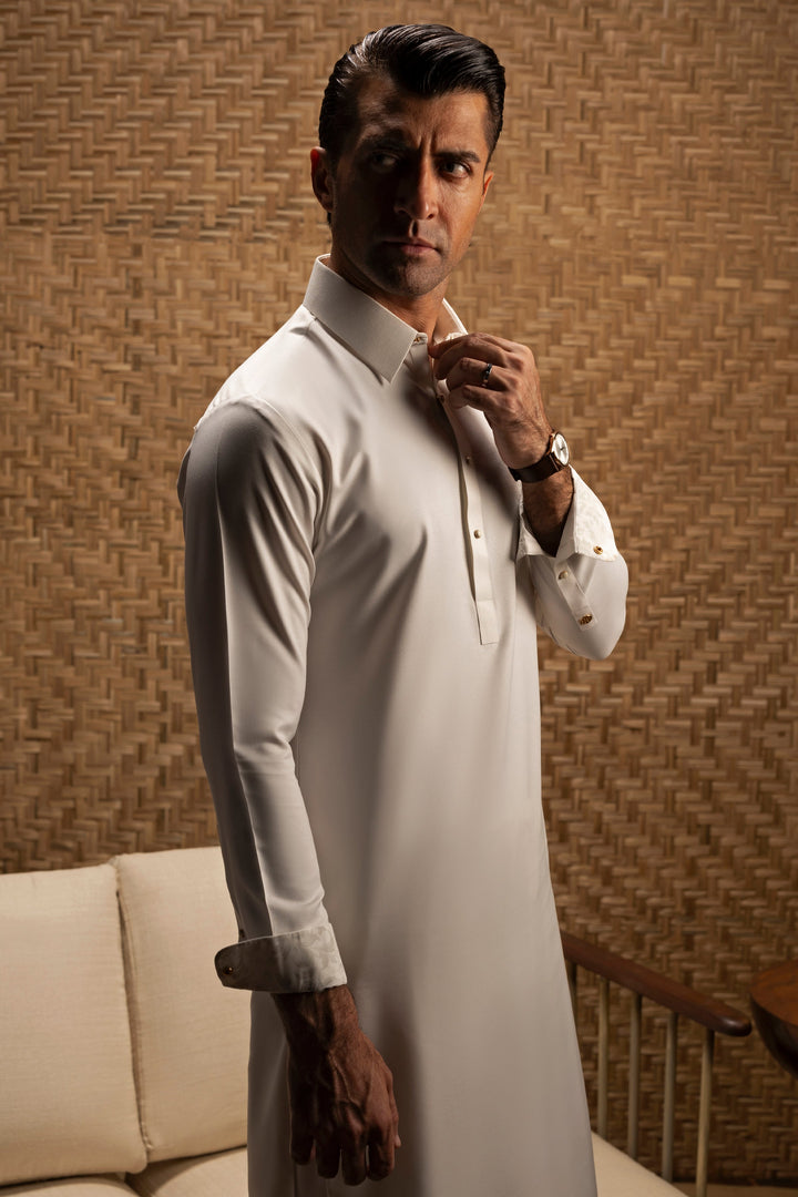 Blended Optical White Shalwar Kameez - Cast & Crew
