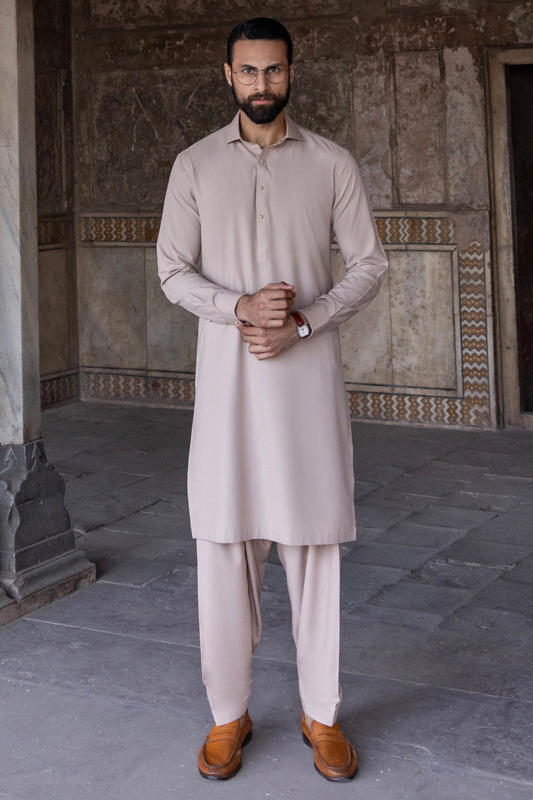 Blended Tea Pink Shalwar Kameez - J. Junaid Jamshed