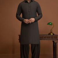 Blended Dark Olive Shalwar Kameez - J. Junaid Jamshed