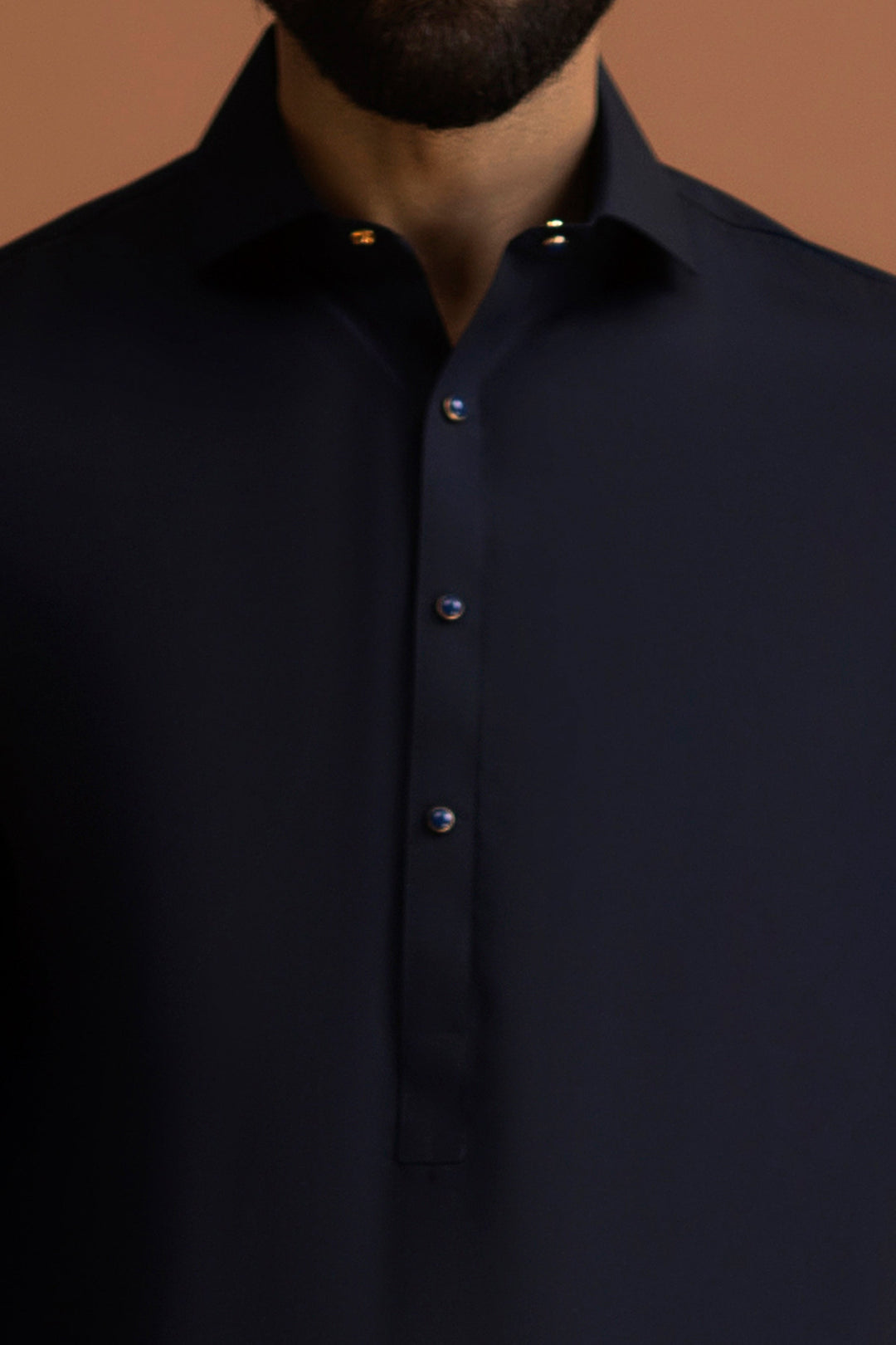 Blended Navy Shalwar Kameez - J. Junaid Jamshed