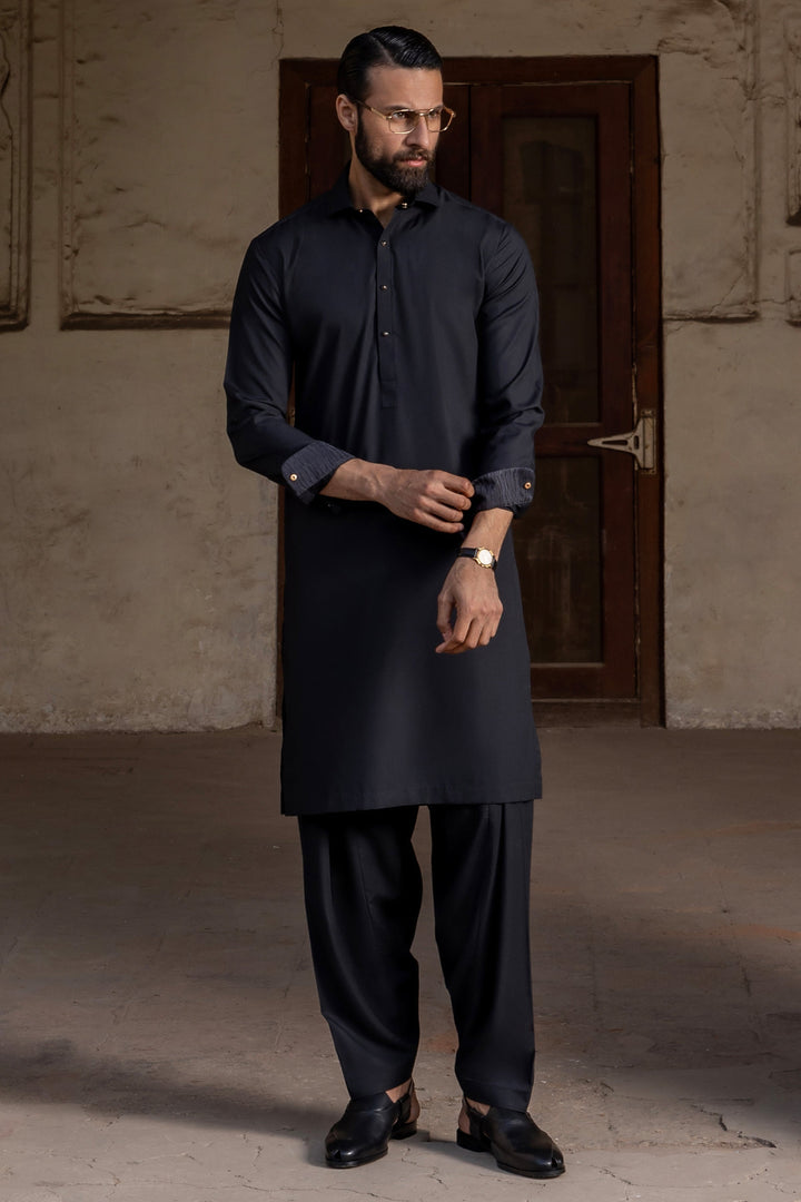 Blended Black Shalwar Kameez - J. Junaid Jamshed