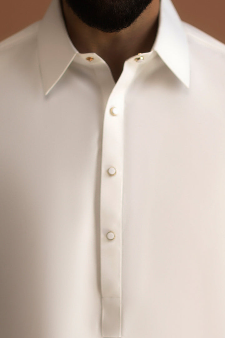 Blended Optical White Shalwar Kameez - J. Junaid Jamshed