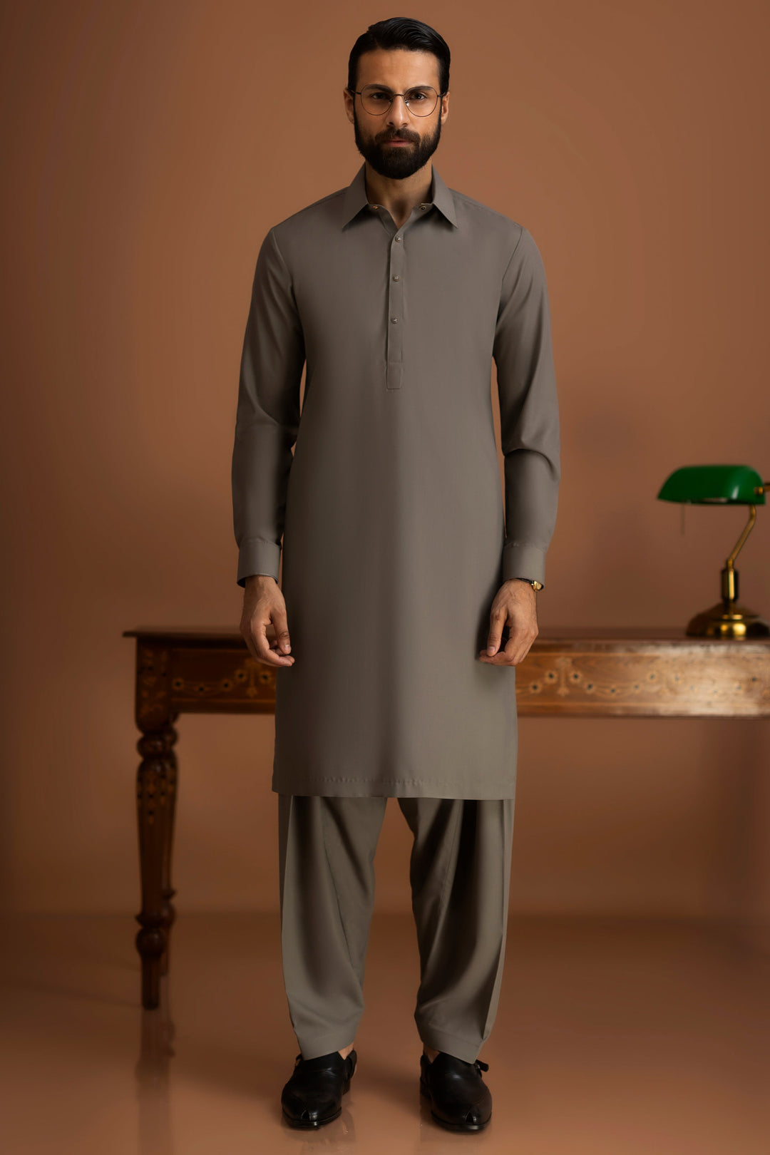 Blended Light Olive Shalwar Kameez - J. Junaid Jamshed