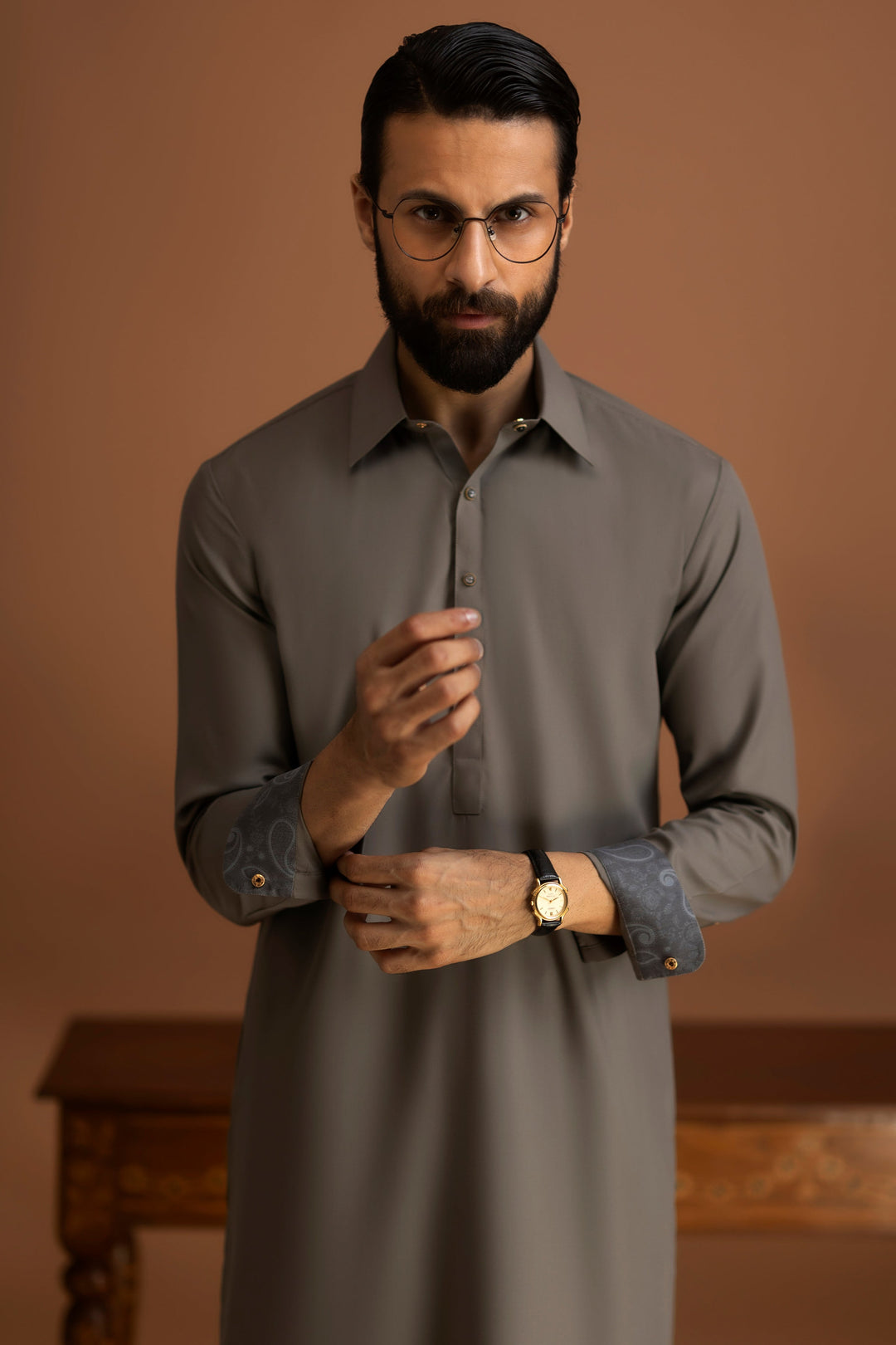 Blended Light Olive Shalwar Kameez - J. Junaid Jamshed