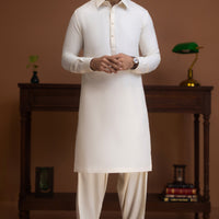 Blended Cream Shalwar Kameez - J. Junaid Jamshed