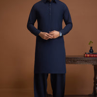 Blended Navy Shalwar Kameez - J. Junaid Jamshed