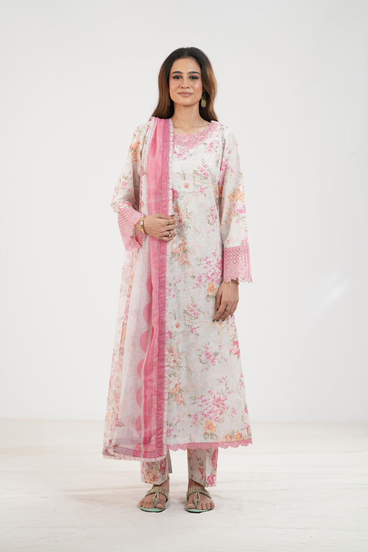 Cream Haze - Farasha Printed Essentials Stitched