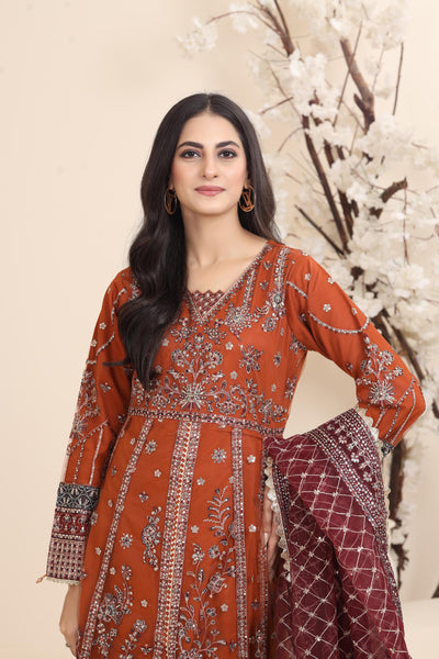 Crimson Allure - Farasha Lumiere Formal Stitched