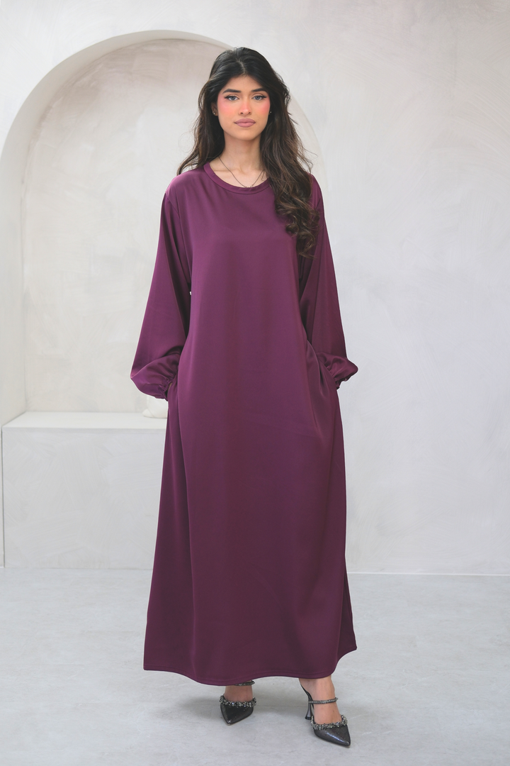 Elyra Plum Veil Dress