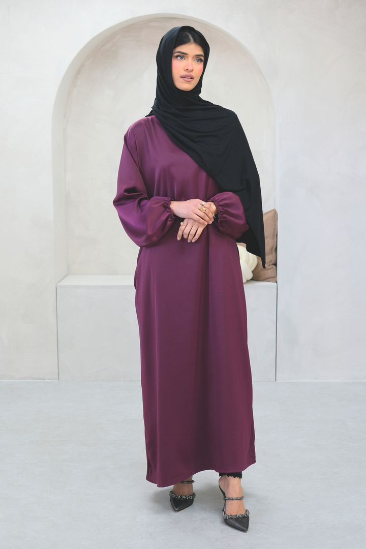 Elyra Plum Veil Dress