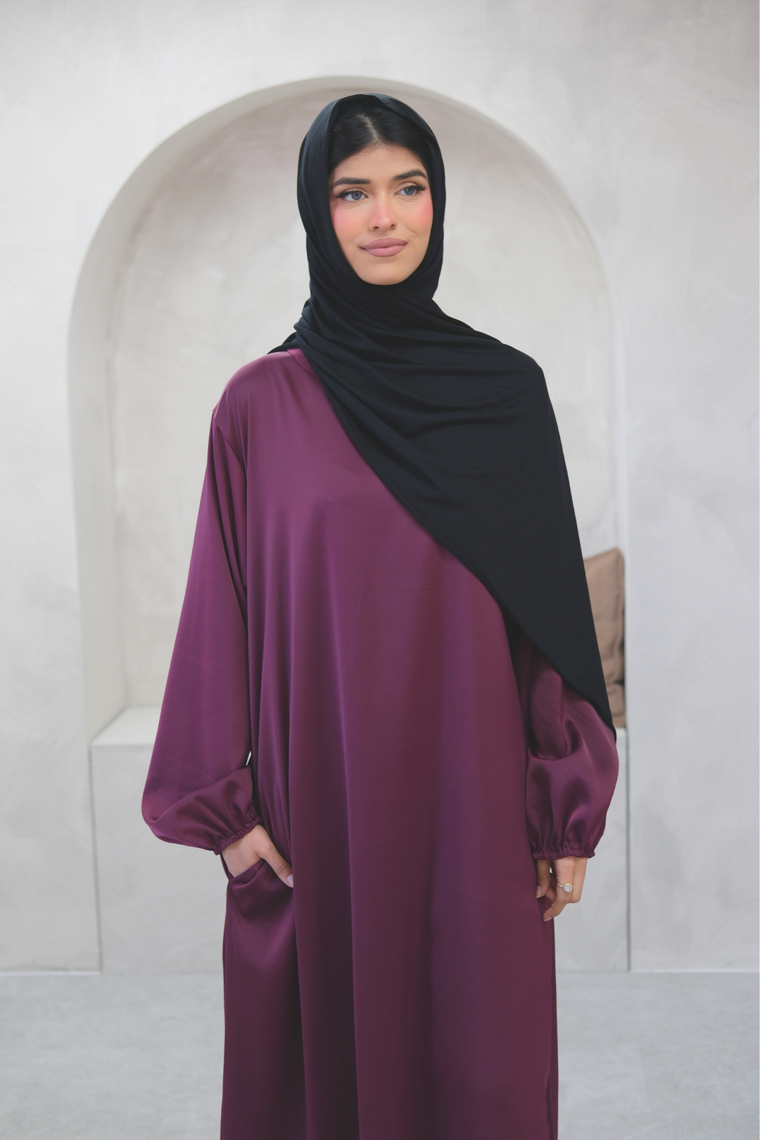 Elyra Plum Veil Dress
