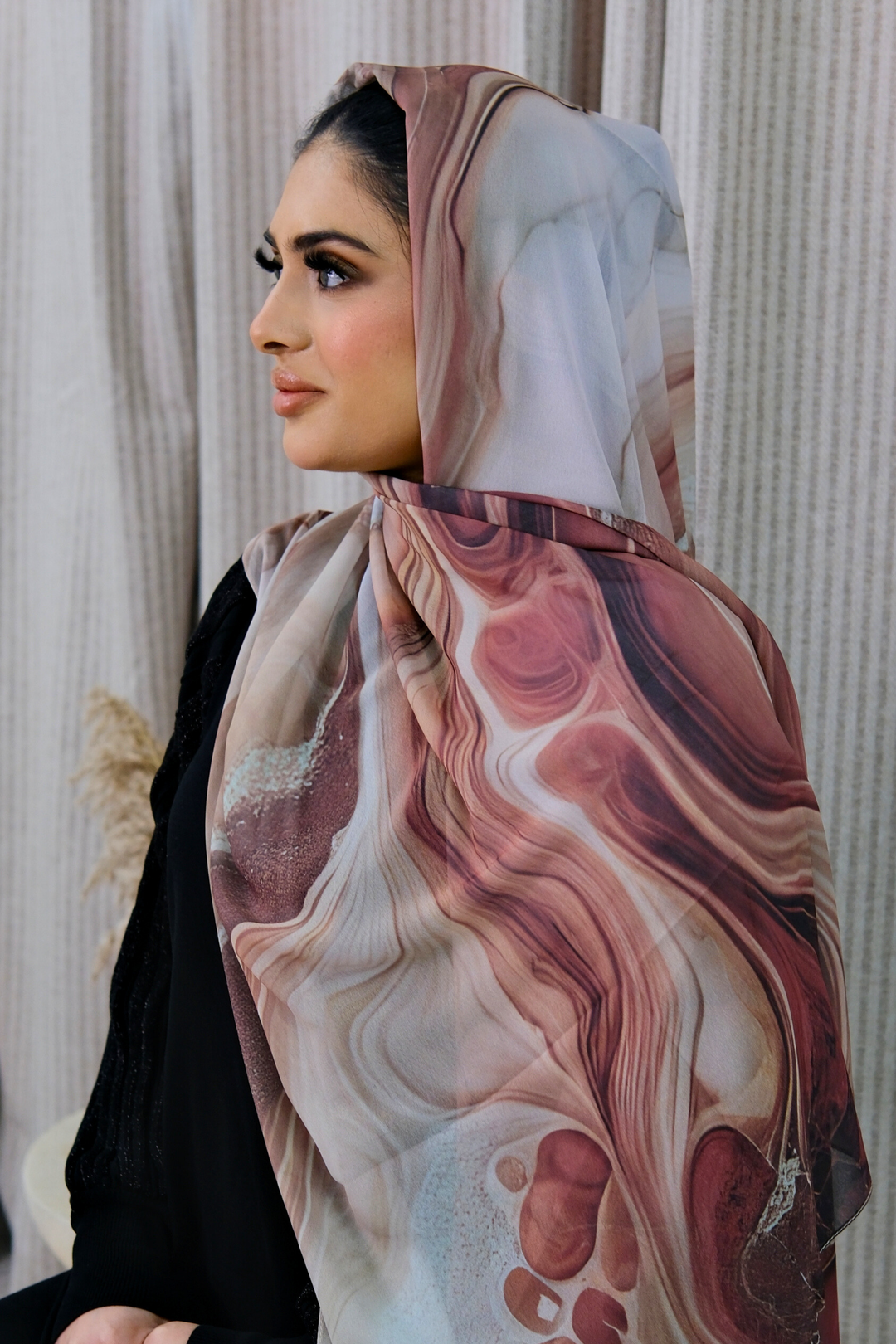 Stone Flow Red Printed Hijab