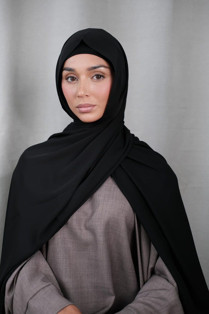 Black Chiffon Silk Hijab