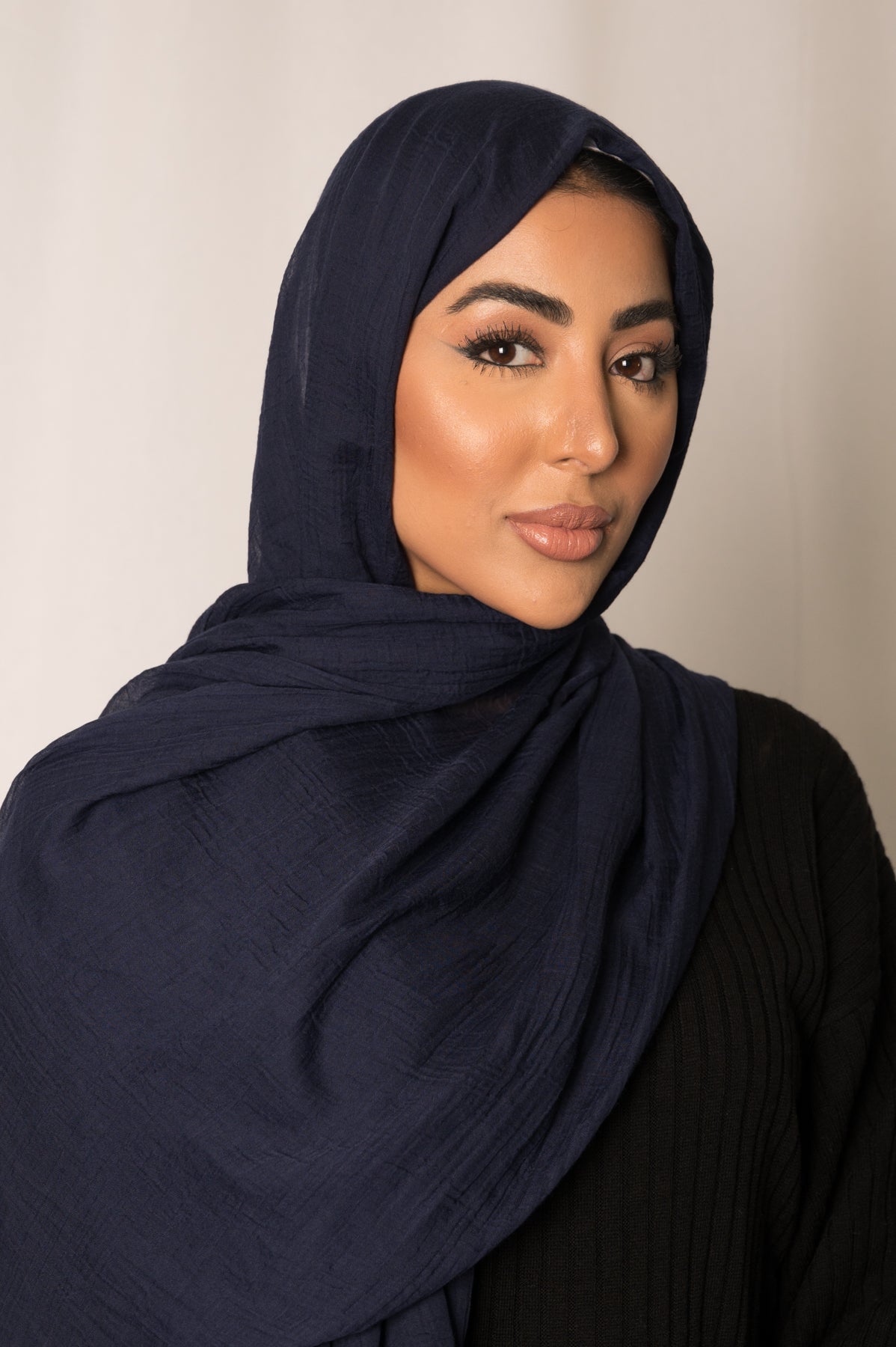 Navy Cotton Silk Hijab