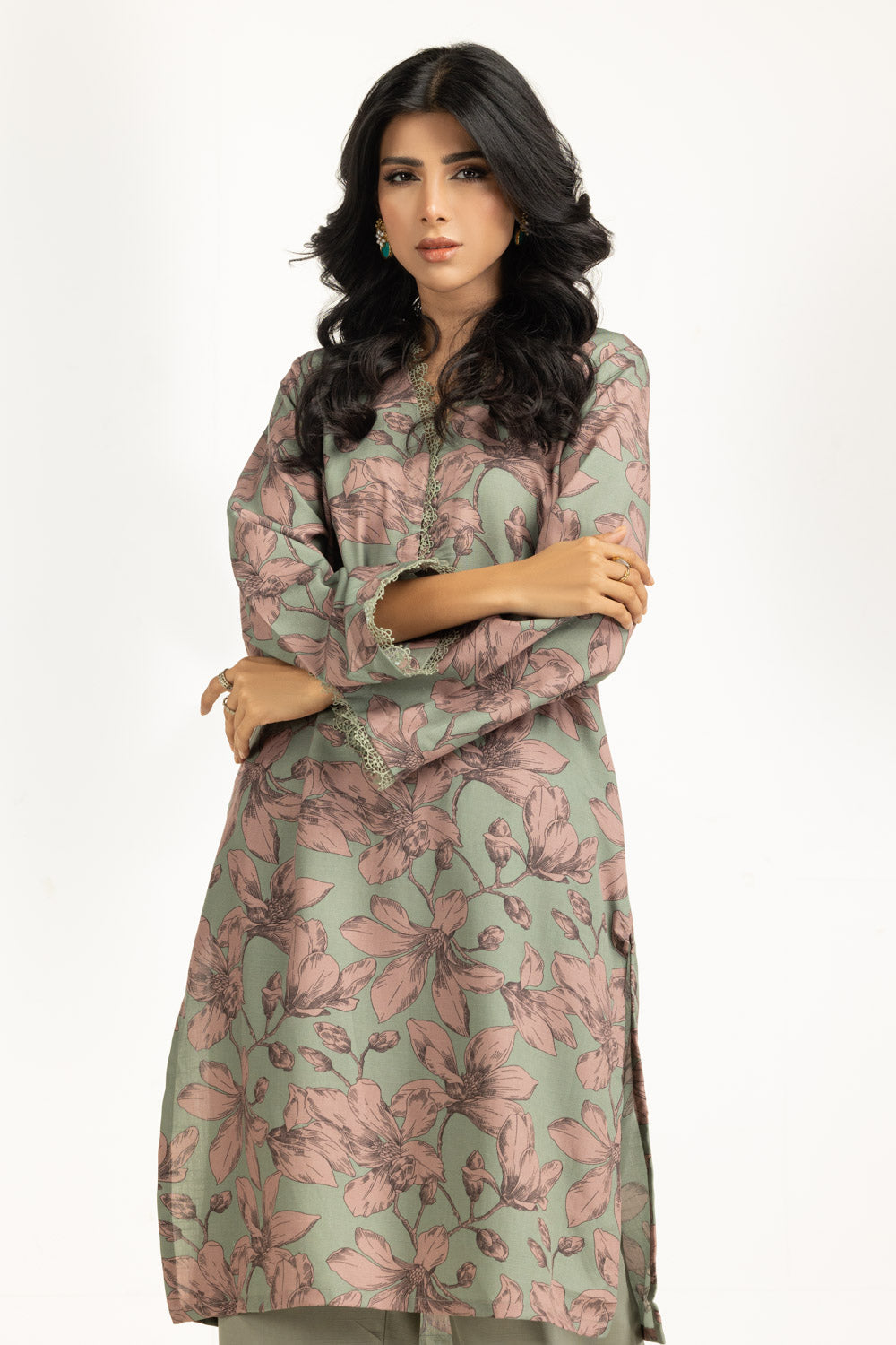 Cotton Viscose Khaddar Green Stitched Suit - Gul Ahmed