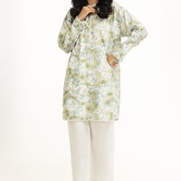 Cotton Viscose Khaddar Green Stitched Suit - Gul Ahmed