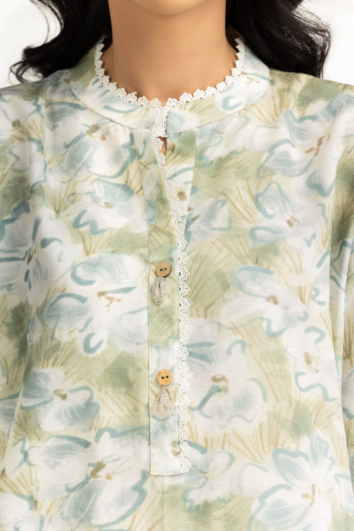 Cotton Viscose Khaddar Green Stitched Suit - Gul Ahmed