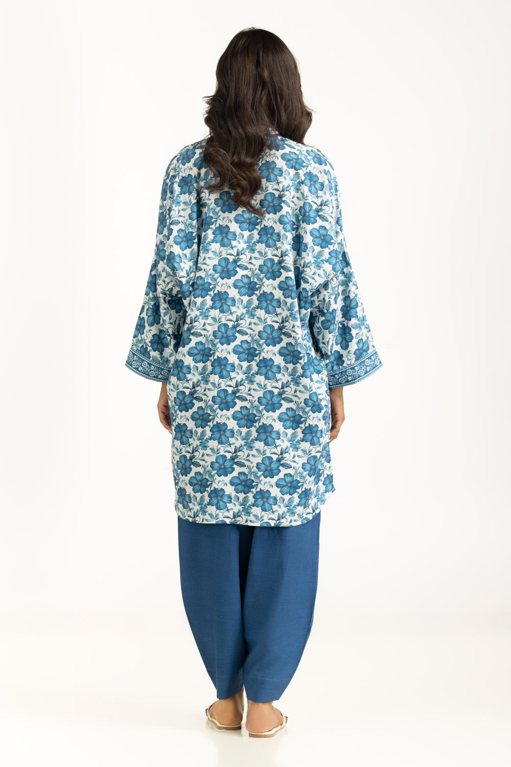 Cotton Viscose Printed White Blue Stitched Suit - Gul Ahmed
