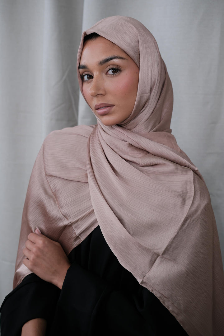 Beige Crinkle Silk Hijab