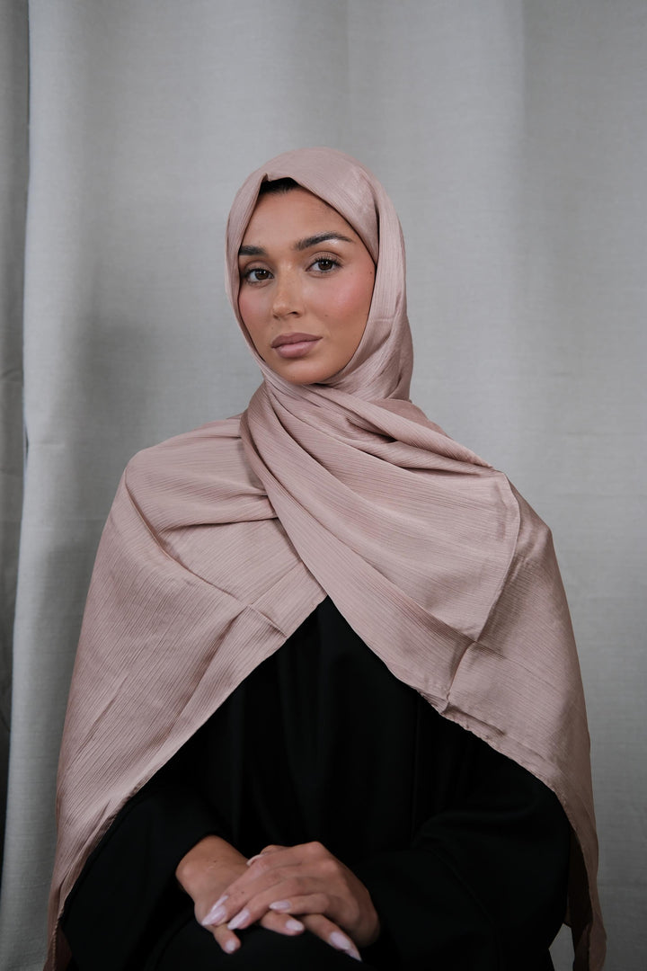 Beige Crinkle Silk Hijab